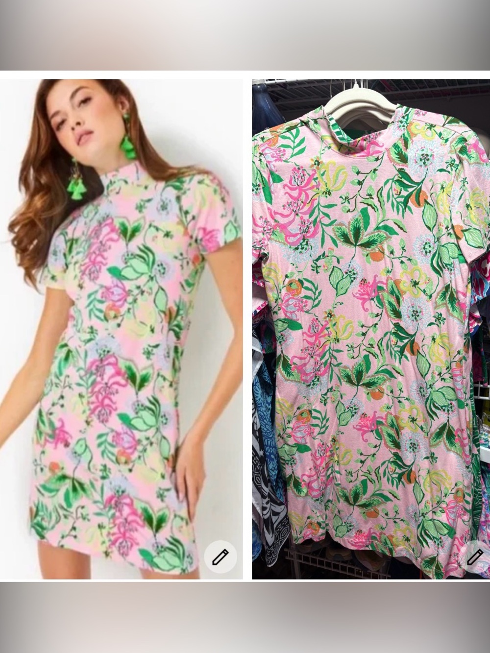 Lilly Pulitzer Hallie Pink Floral Short Sleeve Dress SZ med